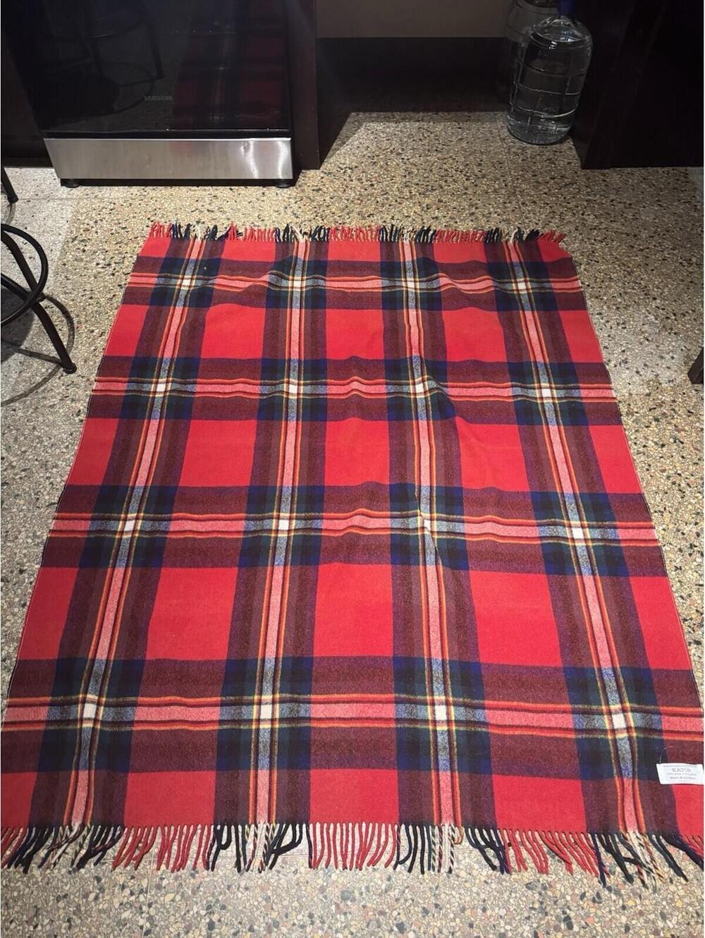 Eaton 100% Wool Blanket Throw Red Plaid Tartan 68 By 32 Inch